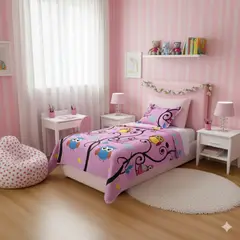 GENERICO - CUBRECAMA DE ALGODON QUILT VERANO 1.5 PLAZA DISEÑO BUHITO DIANA