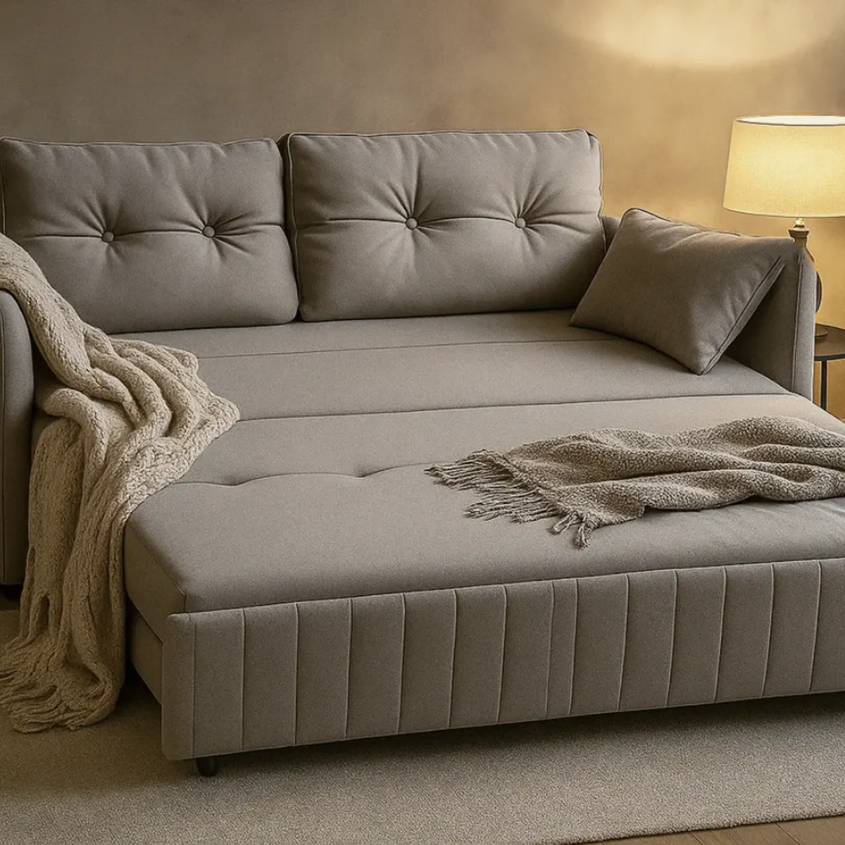 HOMER DESIGN - Sofa Cama 170cm tela tecnica Base De Fierro con Almacenamiento gris