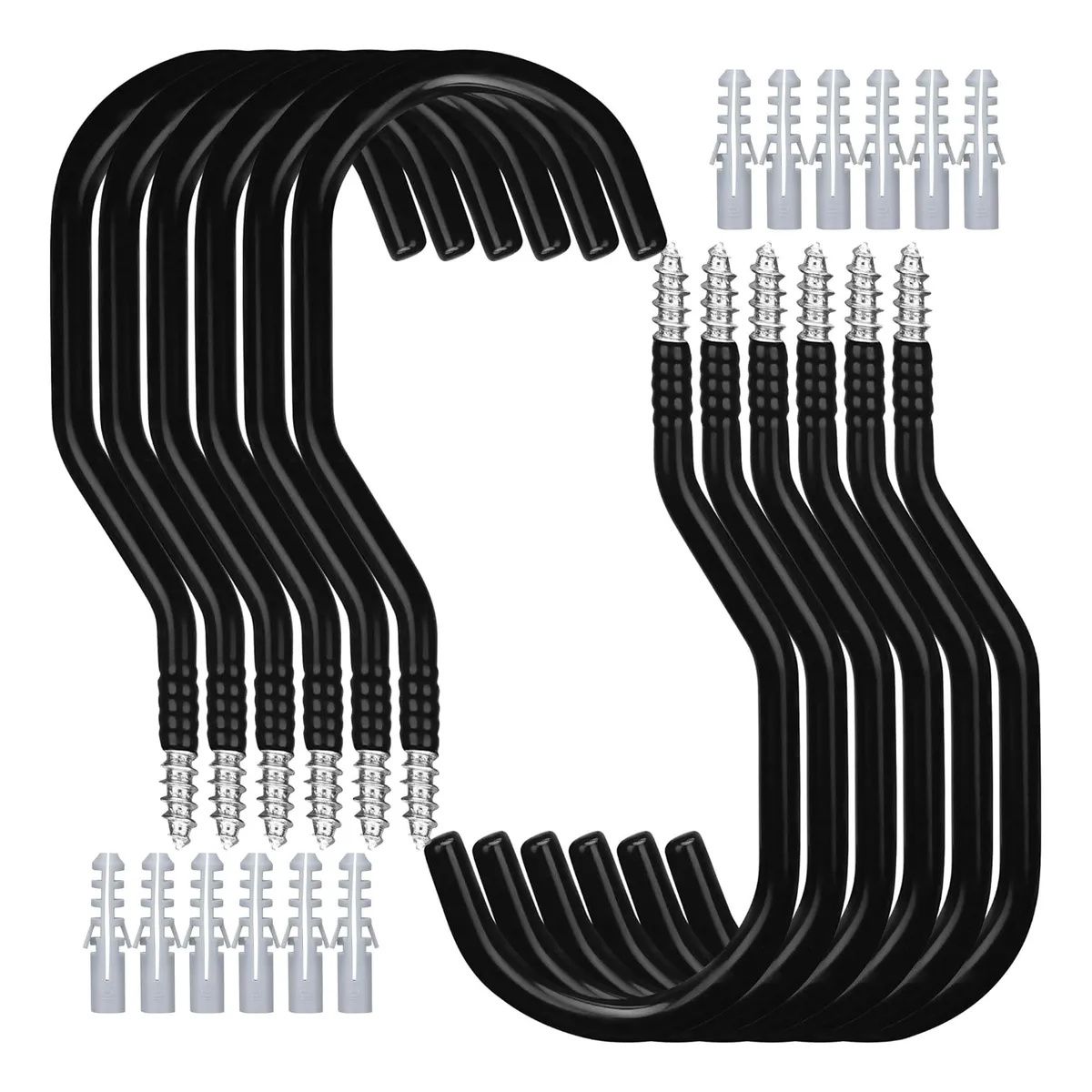 KUANGYE - 10pcs Negro Ganchos 15x7cm Almacenamiento para Colgar Bicicleta de Alta Resistencia Para Pared Techo
