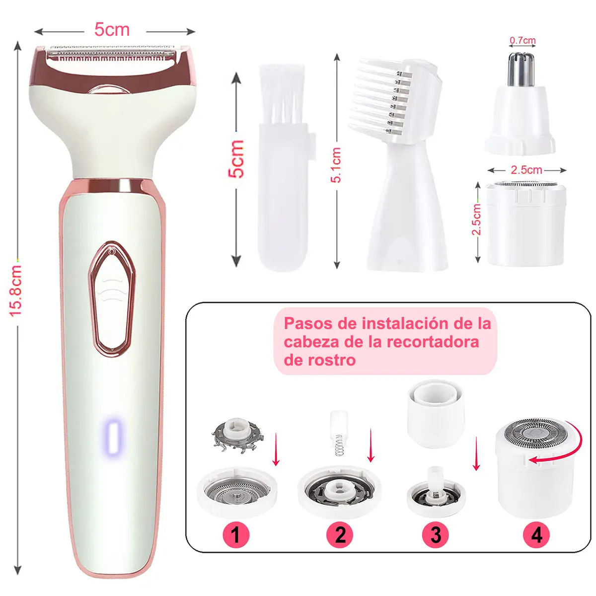 COZYNOOK - Depiladora Recortadora 4 En 1 Recargable Bikini Nariz Cejas