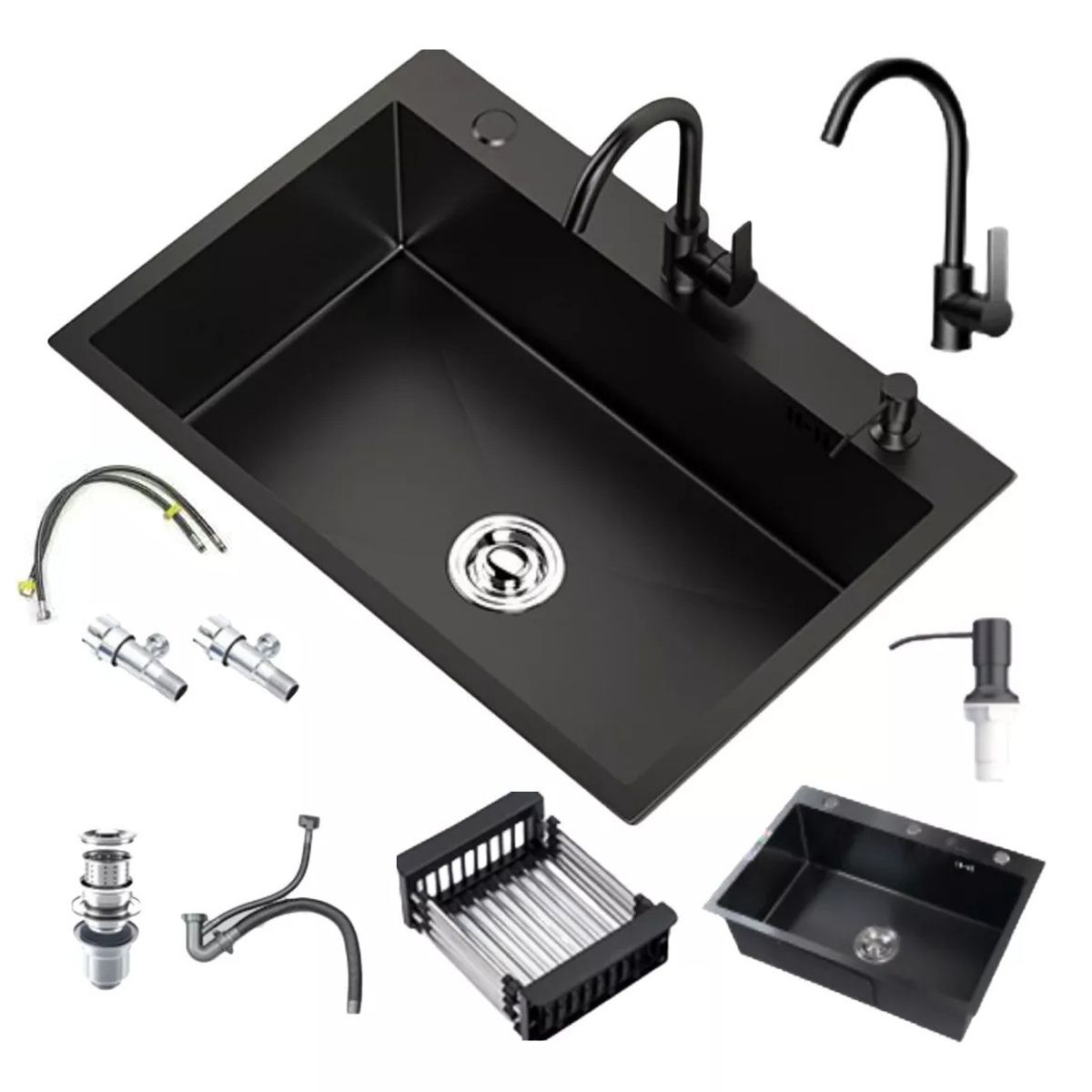 COZYNOOK - Lavaplatos Empotrado Acero Inoxidable con Lavado y Accesorios 55x45x21cm