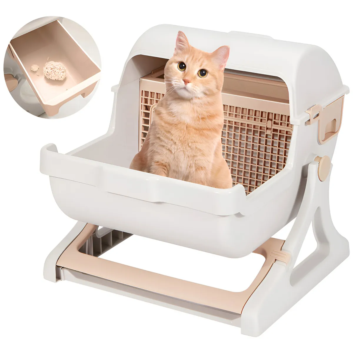 PELUDINES - Arenero Gatos Semi-automático Baño Sanitario Grande