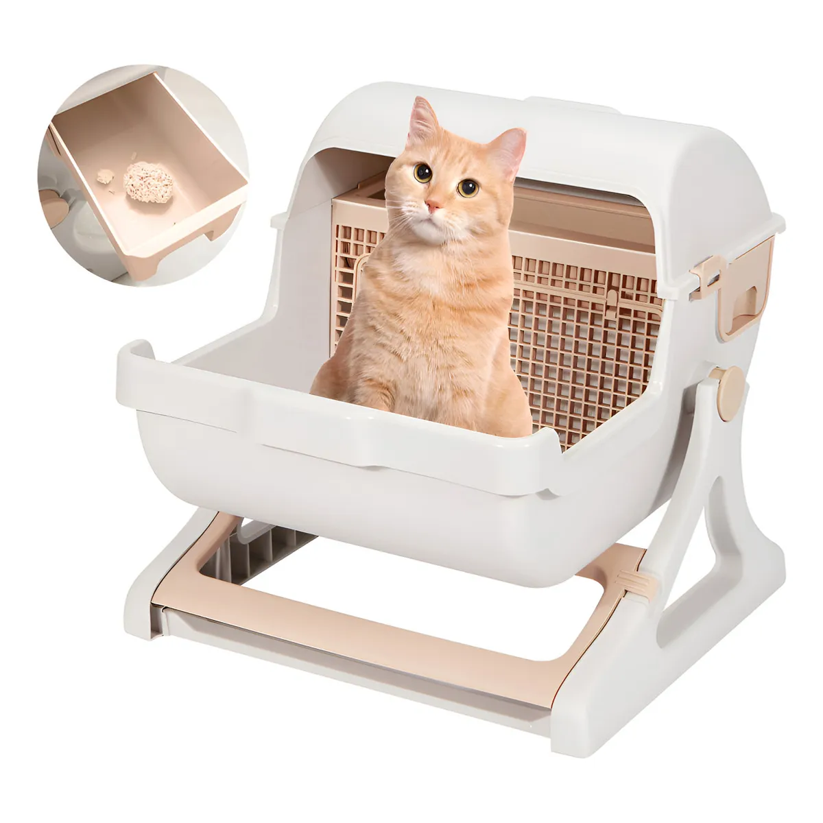 PELUDINES - Arenero Gatos Semi-automático Baño Sanitario Grande