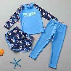 JUMP KIDS - Traje De Baño Manga Larga Con Pantalón Largo y Pantalón Corto Niño de 3 a 11 Años Blue Surf