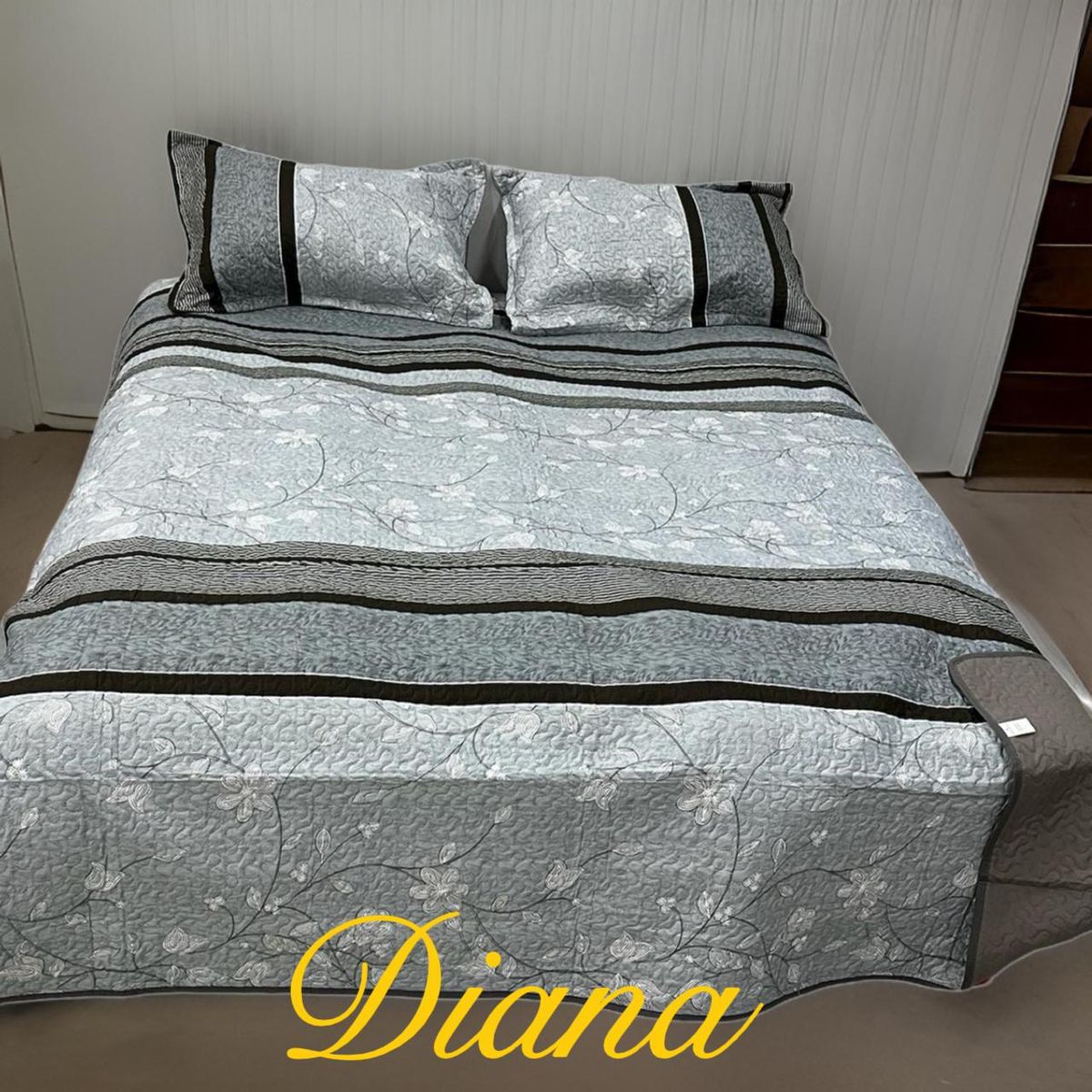 GENERICO - CUBRECAMA ALGODON  1.5 PLAZA  GRIS DISEÑO MODERNO DE VERANO QUILT DN