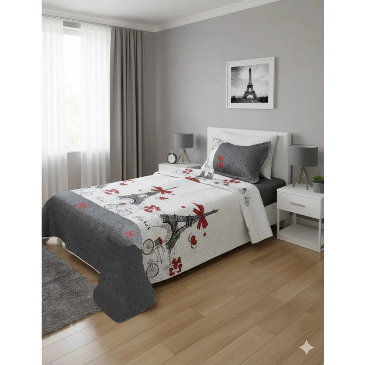 GENERICO - CUBRECAMA ALGODON  1.5 PLAZA TORRE LAZOS BLANCO QUILT DN