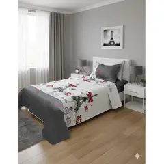 GENERICO - CUBRECAMA ALGODON 1.5 PLAZA TORRE LAZOS BLANCO QUILT DN