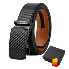 COZYNOOK - Cinturón Hombre 100% Cuero Alta Calidad Natural Negro-120cm