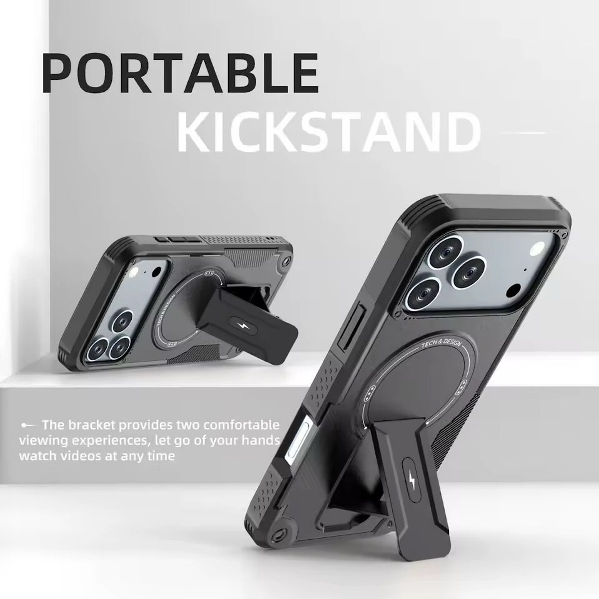 GENERICO - Carcasa Con Magsafe/soporte Para iPhone 17 Pro Max - Negro