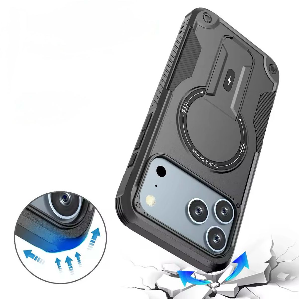 GENERICO - Carcasa Con Magsafe/soporte Para iPhone 17 Pro - Negro