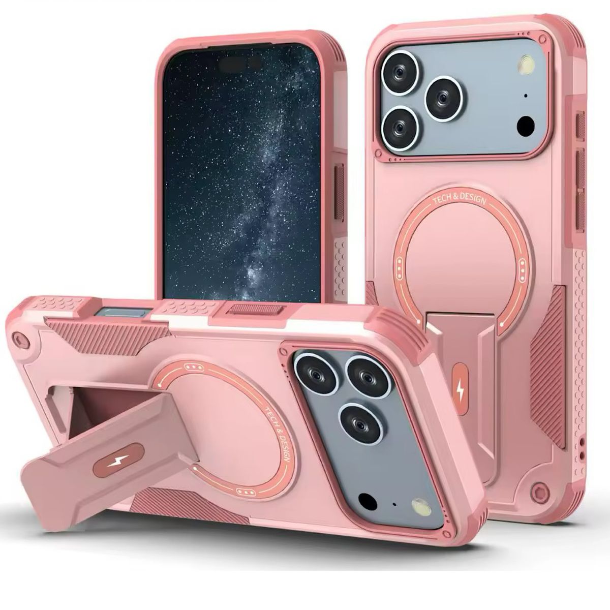 GENERICO - Carcasa Con Magsafe/soporte Para iPhone 17 Pro - Rosa