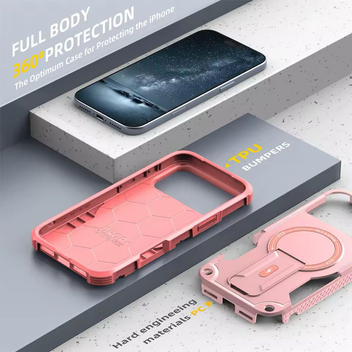 GENERICO - Carcasa Con Magsafe/soporte Para iPhone 17 Pro - Rosa