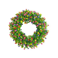GANGLIAN - Corona Primaveral 35cm Gypsophila - Decoración Puerta y Interior con Flor Roja Desmontable Estilo Granja