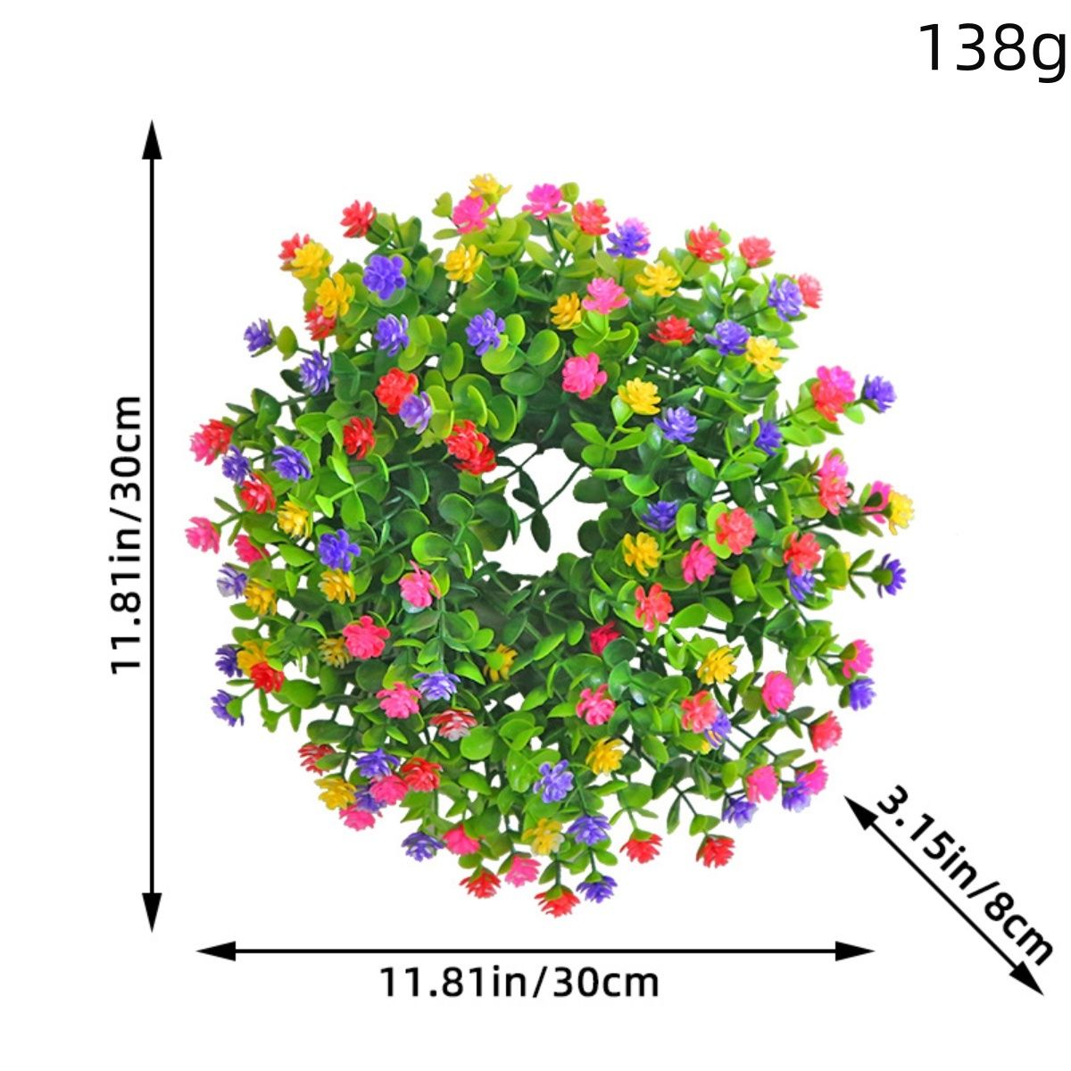 GANGLIAN - Corona 30cm Gypsophila con Flor Roja Desmontable - Decoración Puerta Granja Interior Todas Estaciones