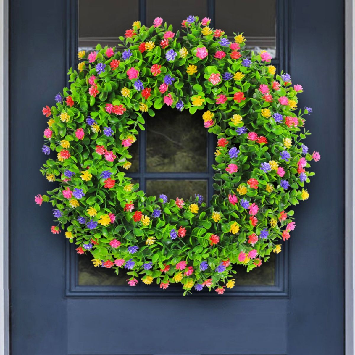 GANGLIAN - Corona 30cm Gypsophila con Flor Roja Desmontable - Decoración Puerta Granja Interior Todas Estaciones