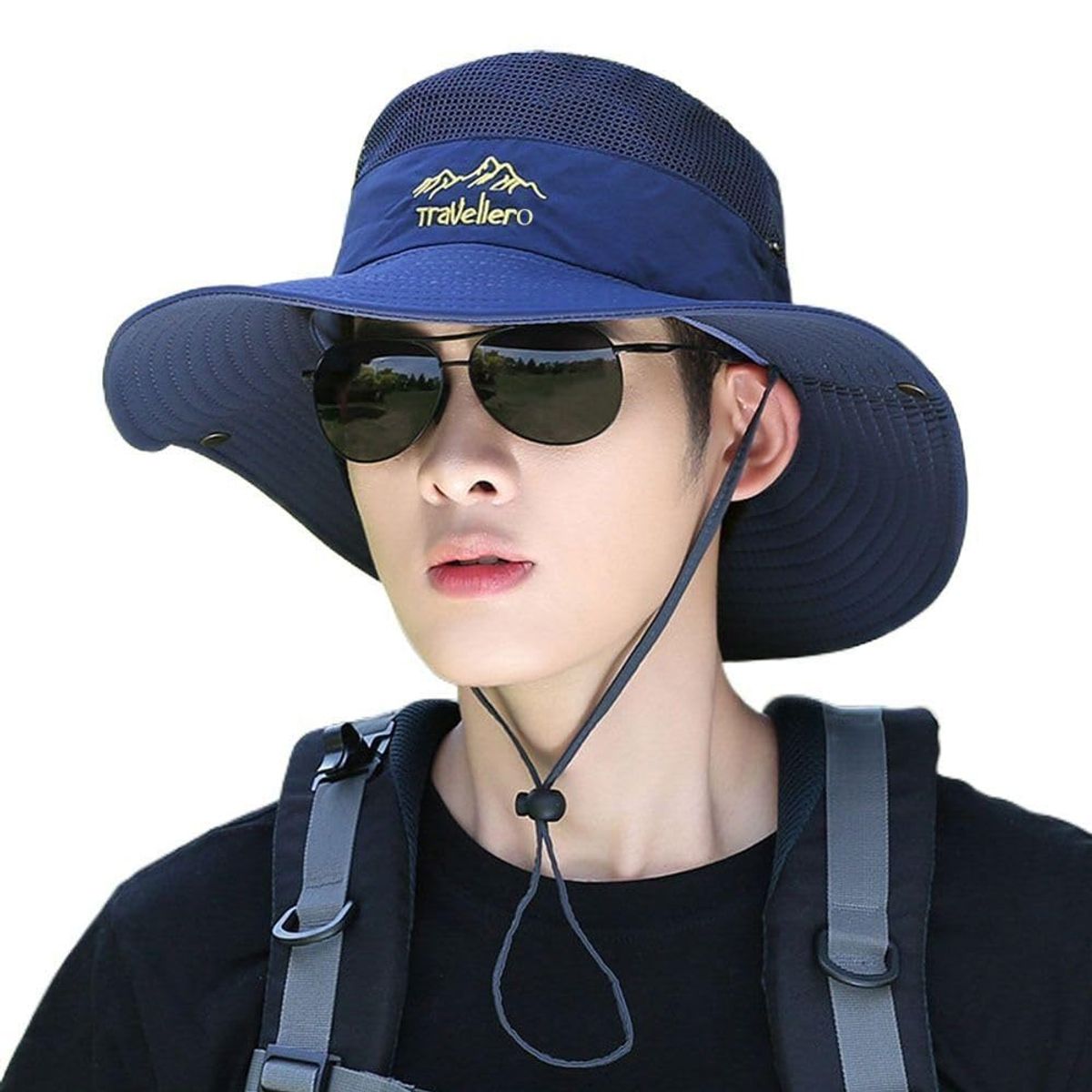 QIKUN - Sombrero Pescador Con Malla  Protección UV ​ Plegable  Ala Ancha