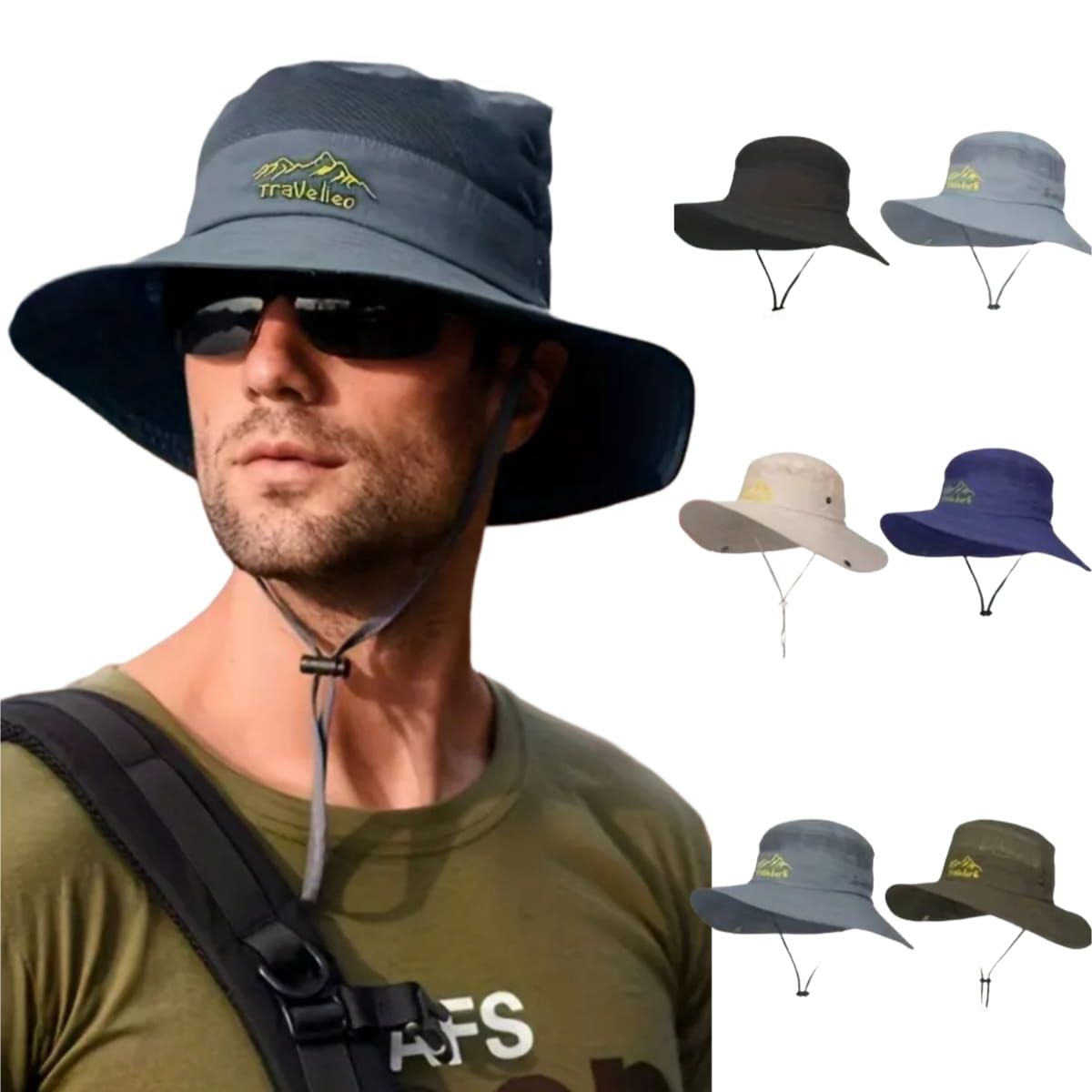 QIKUN - Sombrero Pescador Con Malla  Protección UV ​ Plegable  Ala Ancha