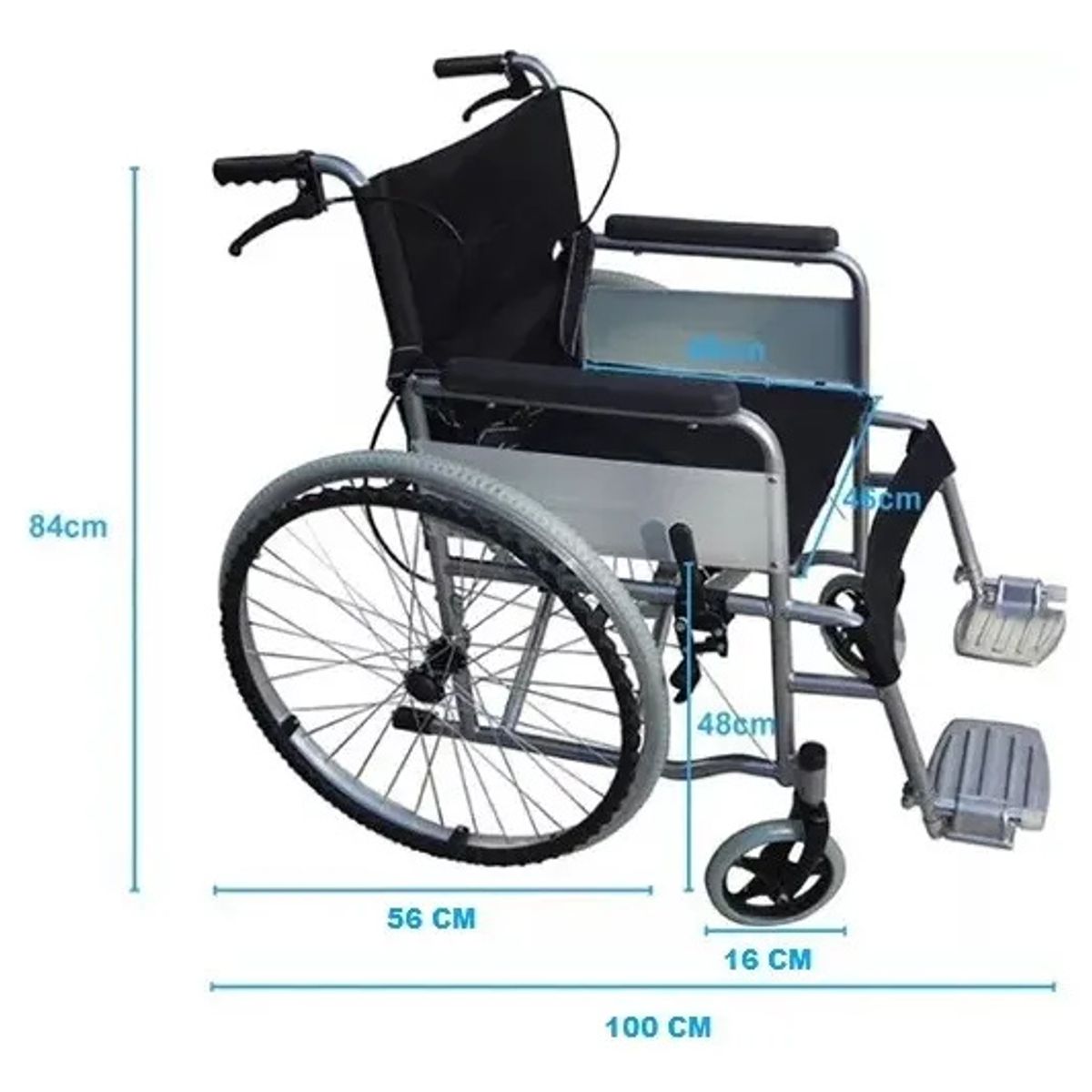 KUANGYE - Silla Ruedas Plegable Portátil Geriátrica Paseo Liviana Con Reposapiés Abatibles Soporta 130kg