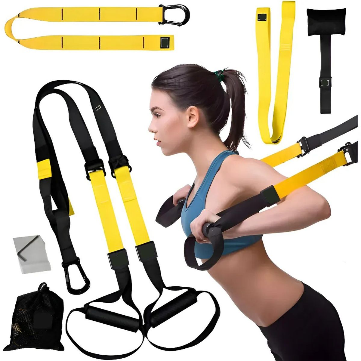 KUANGYE - Suspensión Entrenamiento Bandas De Ejercicio De Tipos Trx Negroamarillo