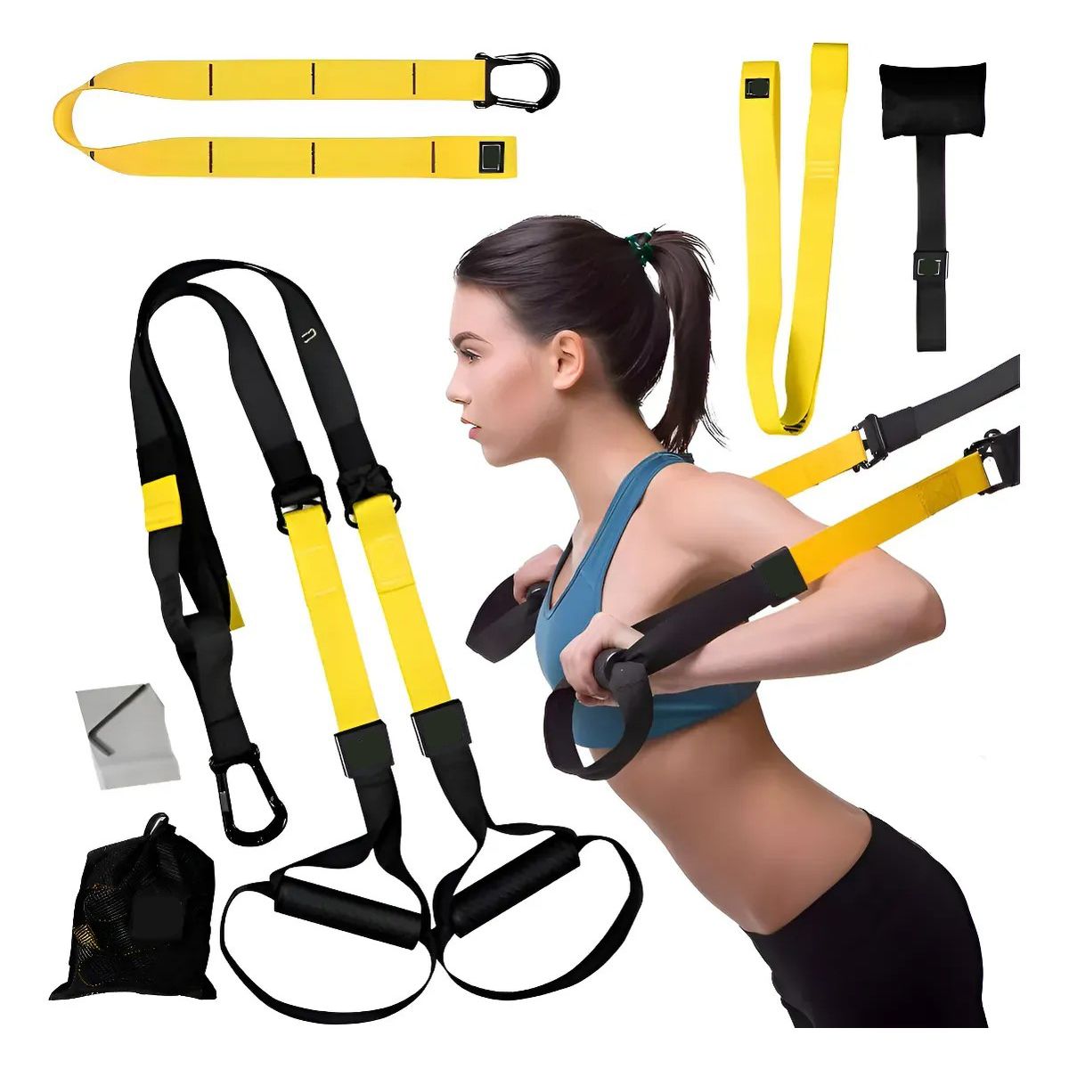 KUANGYE - Suspensión Entrenamiento Bandas De Ejercicio De Tipos Trx Negroamarillo