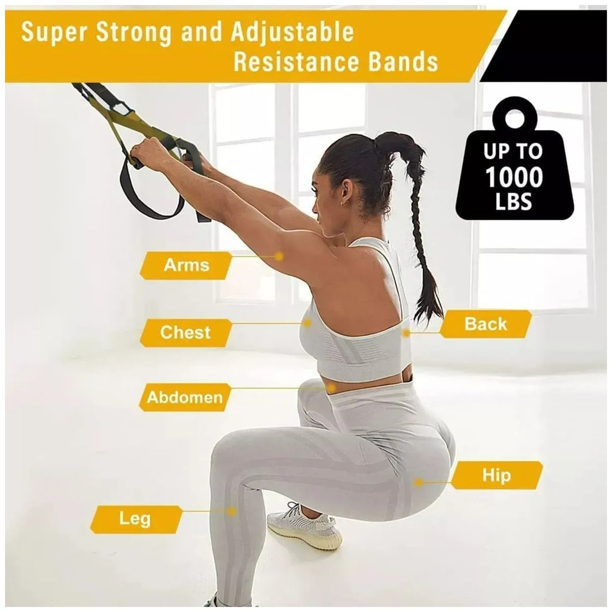 KUANGYE - Suspensión Entrenamiento Bandas De Ejercicio De Tipos Trx Negroamarillo