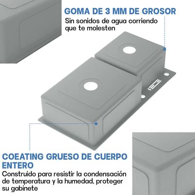 Imagen 2 del producto Set Lavaplatos Empotrado 80x45 Cm Plateado Acero Inoxidable