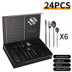 UMEXUS - Set Cubiertos Acero Inoxidable Elegante 24pcs Color Negro