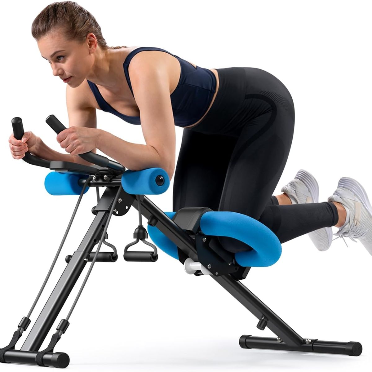 BLUEDREAMER - Aparato abdominal ajustable plegable para gimnasio en casa con rodilleras