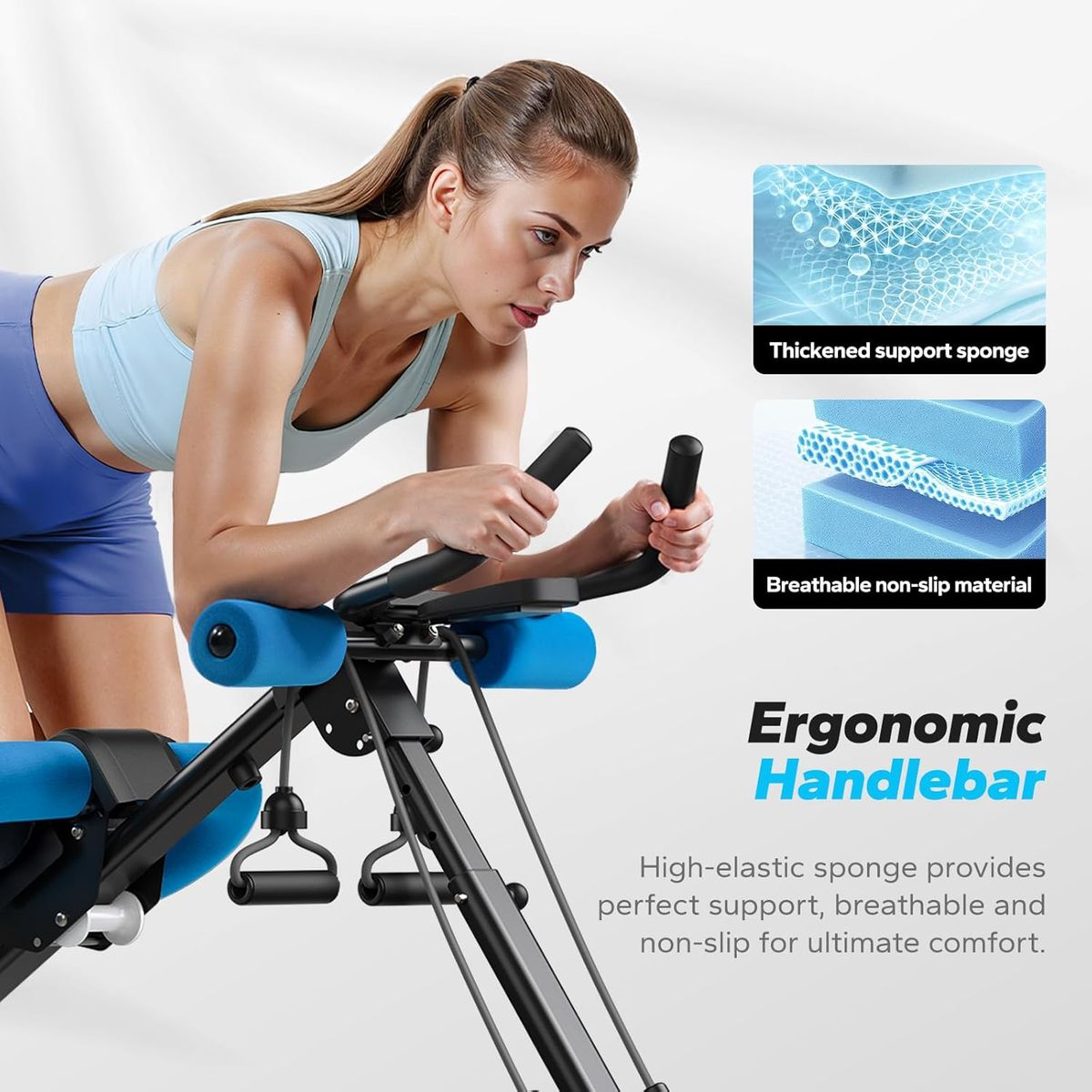 BLUEDREAMER - Aparato abdominal ajustable plegable para gimnasio en casa con rodilleras