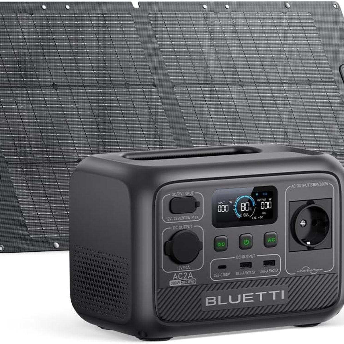 BLUETTI - BLUETTI Generador Solar Portátil 600w288Wh con Panel Solar 100 W,LiFePO4 Batería para Acampar, Pesca, y Cortes de Luz