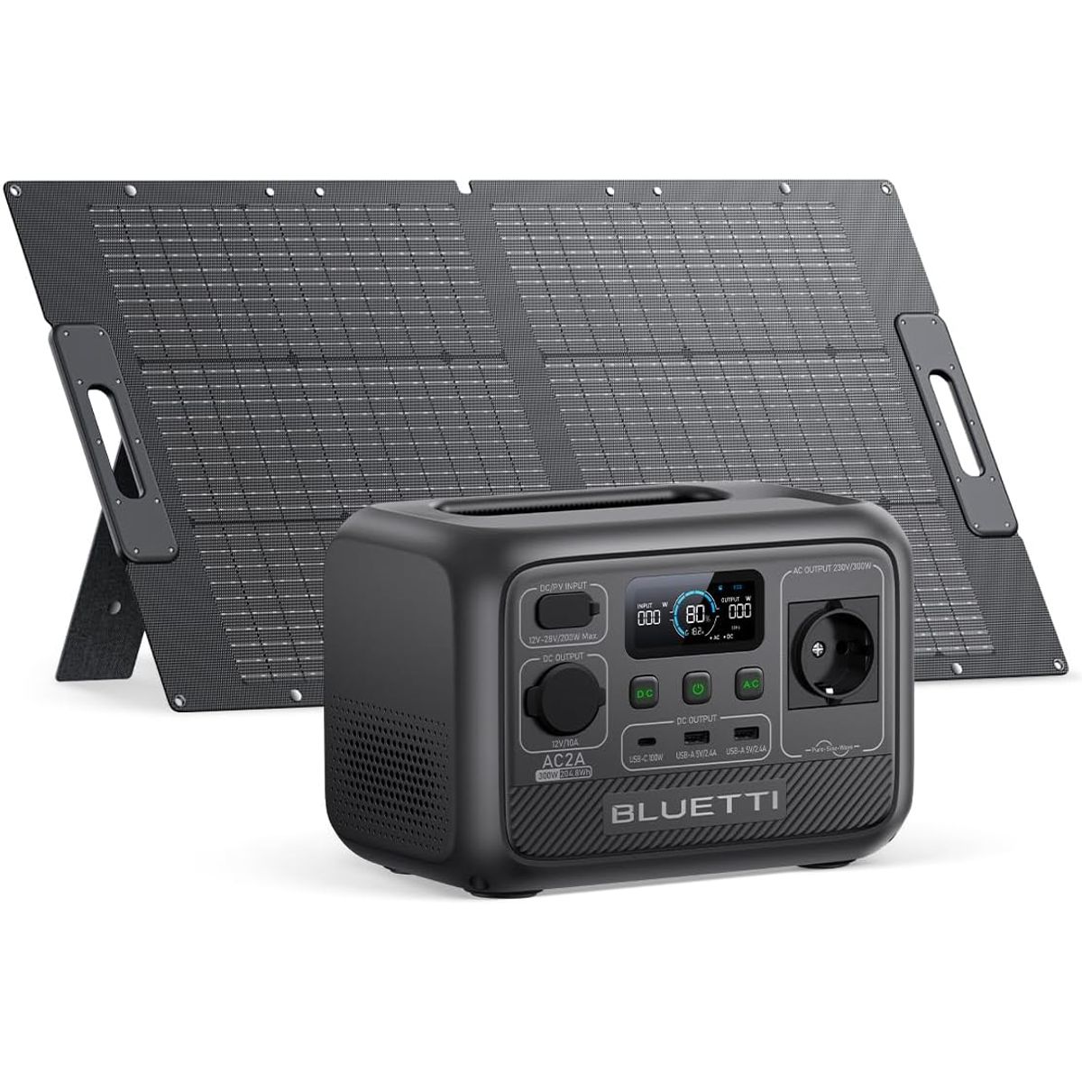 BLUETTI - BLUETTI Generador Solar Portátil 600w288Wh con Panel Solar 100 W,LiFePO4 Batería para Acampar, Pesca, y Cortes de Luz