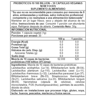 Imagen 2 del producto Probiotic-10 100 Billion 30 caps - Foods
