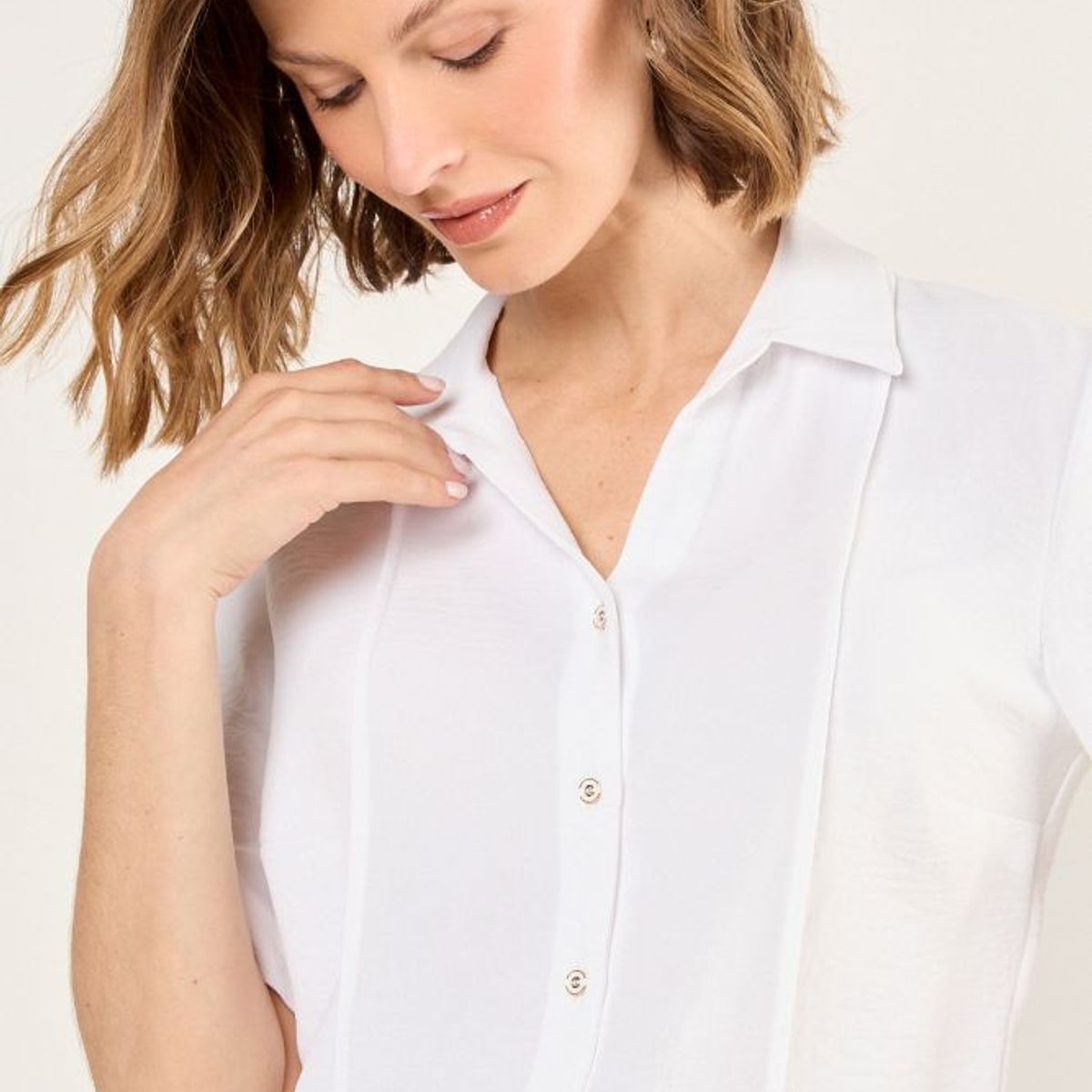 MA GRIFFE - Blusa Camisera Mujer Blanco Magriffe