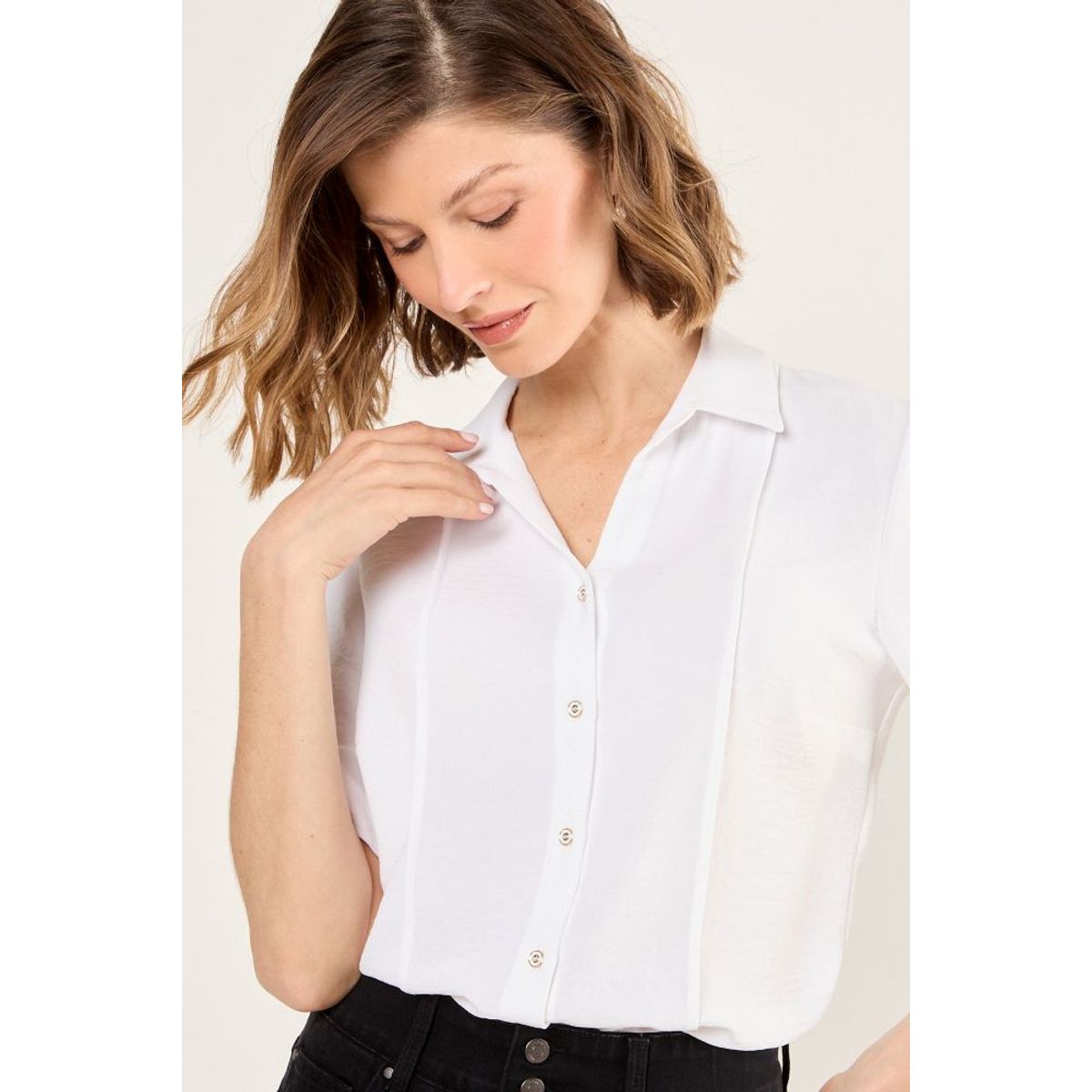 MA GRIFFE - Blusa Camisera Mujer Blanco Magriffe
