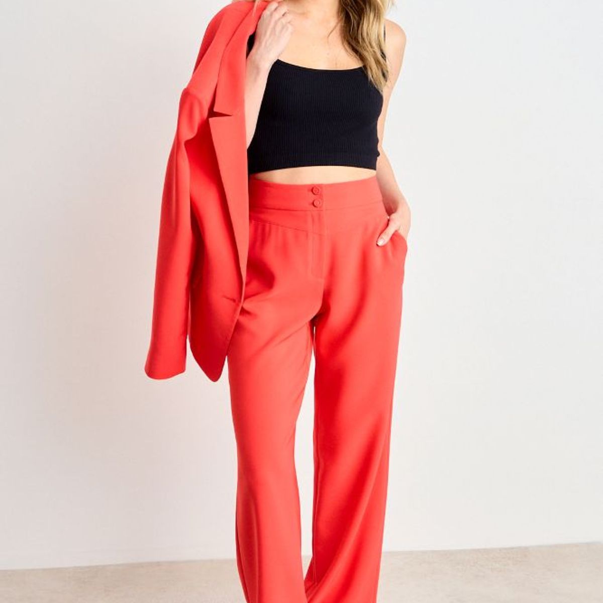 ASH - Pantalon Recto Liso Mujer Rojo Ash