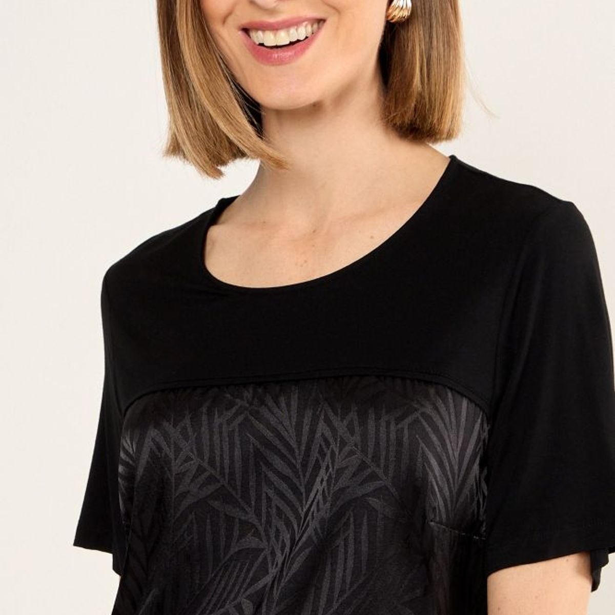 MA GRIFFE - Polera Doble Tela Mujer Negro Magriffe