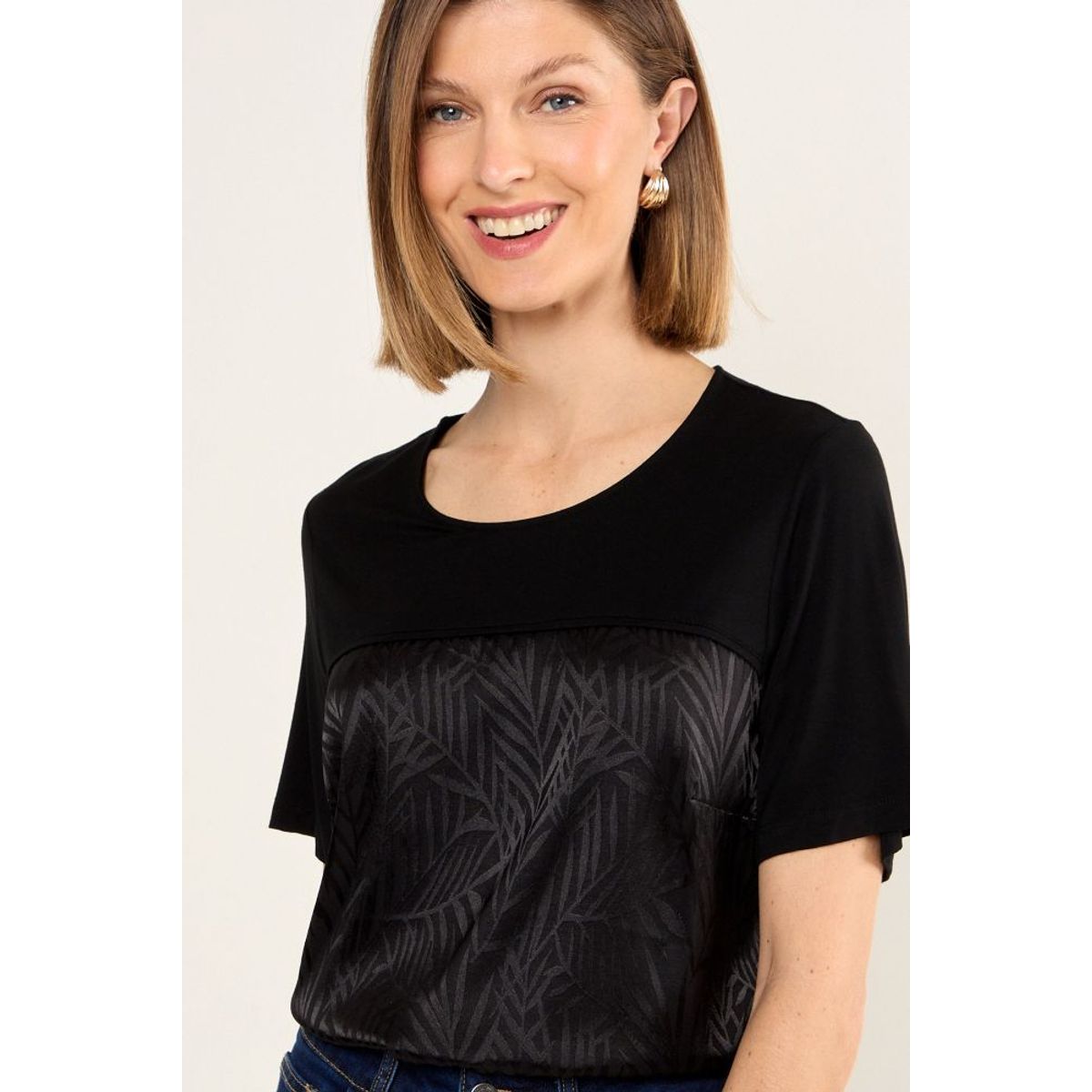 MA GRIFFE - Polera Doble Tela Mujer Negro Magriffe