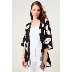 MA GRIFFE - Kimono Estampado Mujer Negro Magriffe