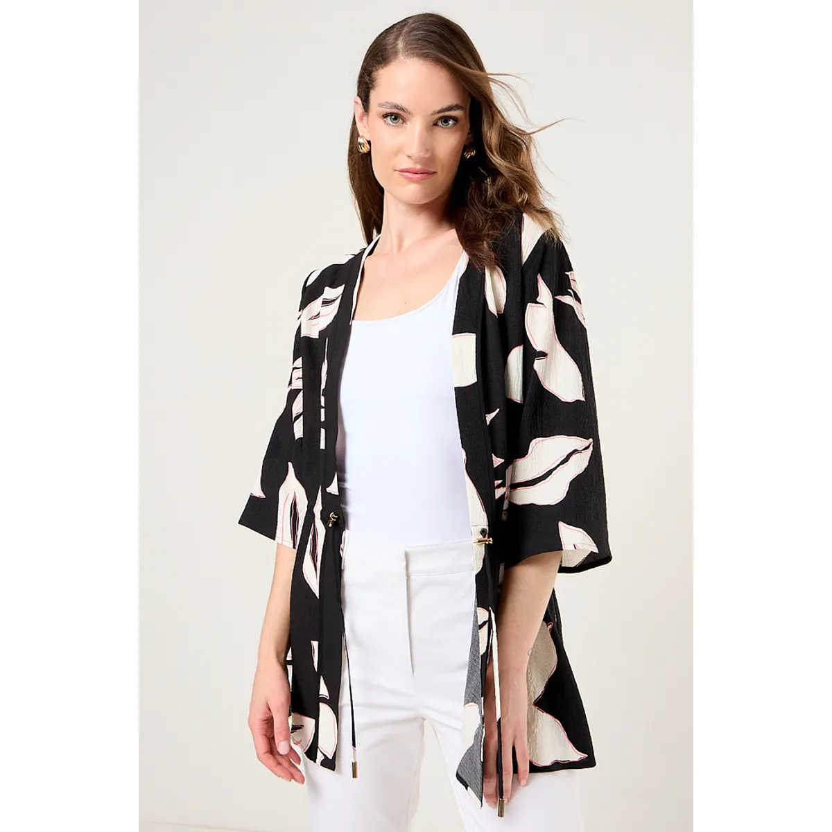MA GRIFFE - Kimono Estampado Mujer Negro Magriffe