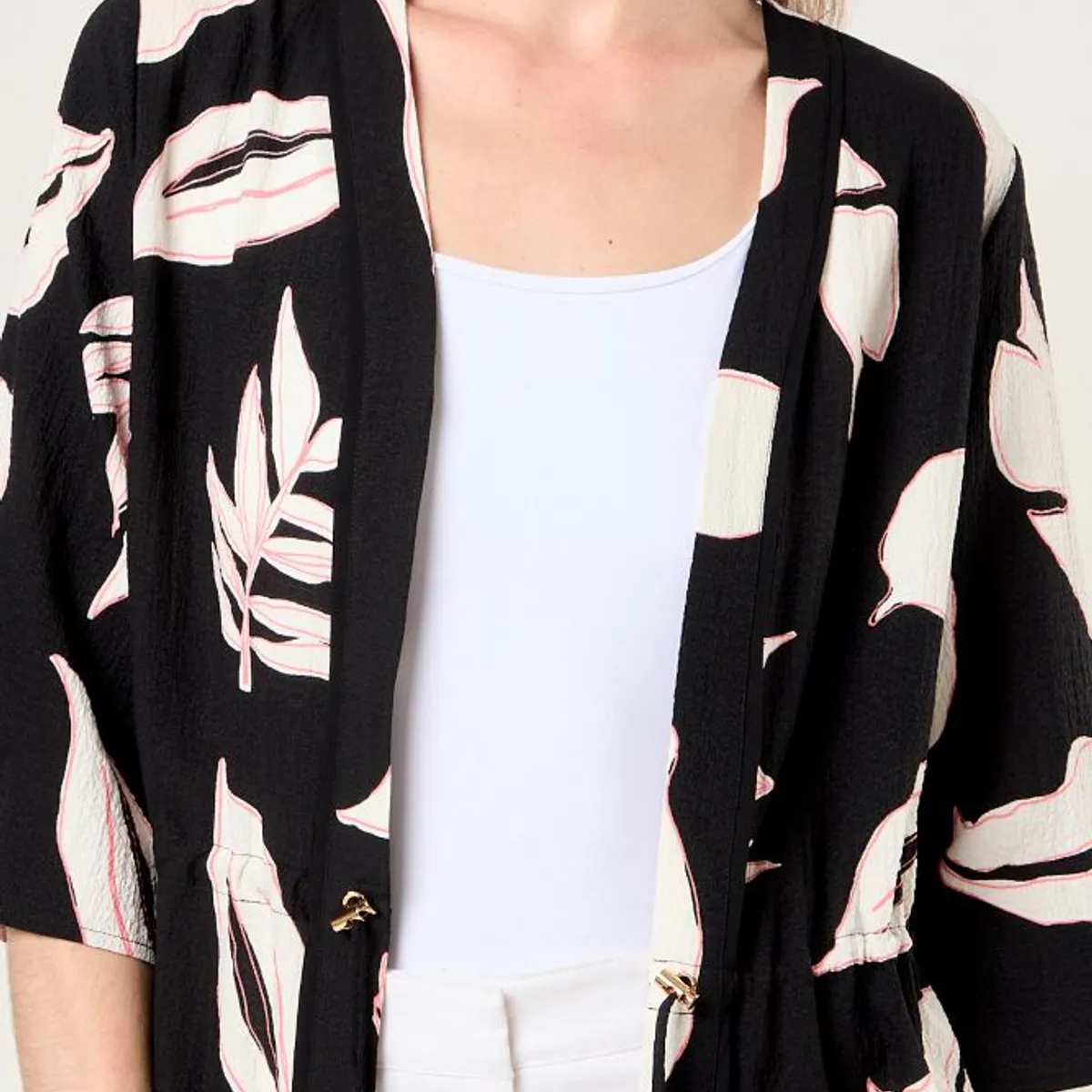 MA GRIFFE - Kimono Estampado Mujer Negro Magriffe