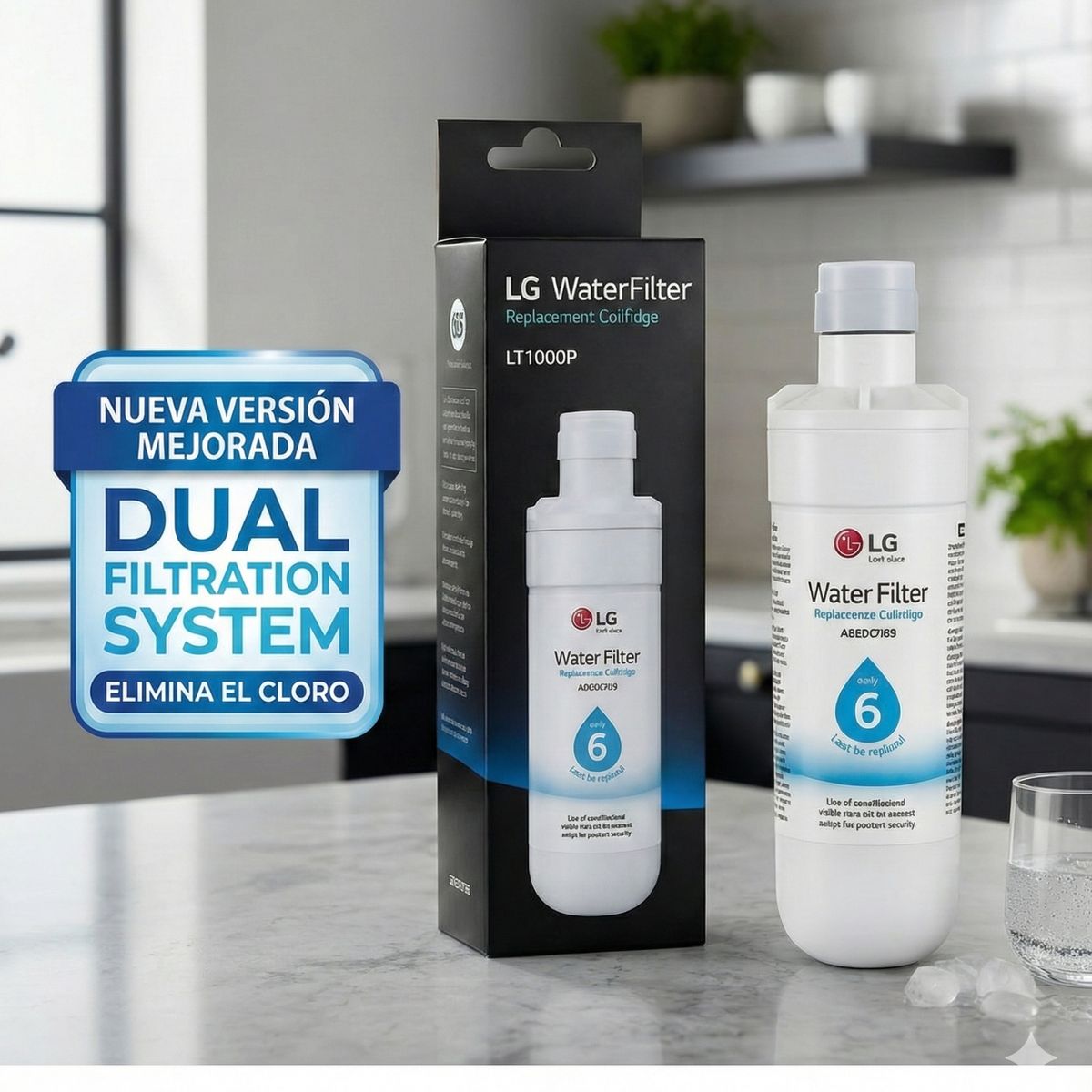 LG - Filtro  Refrigerador Agua LG Original Lt1000p