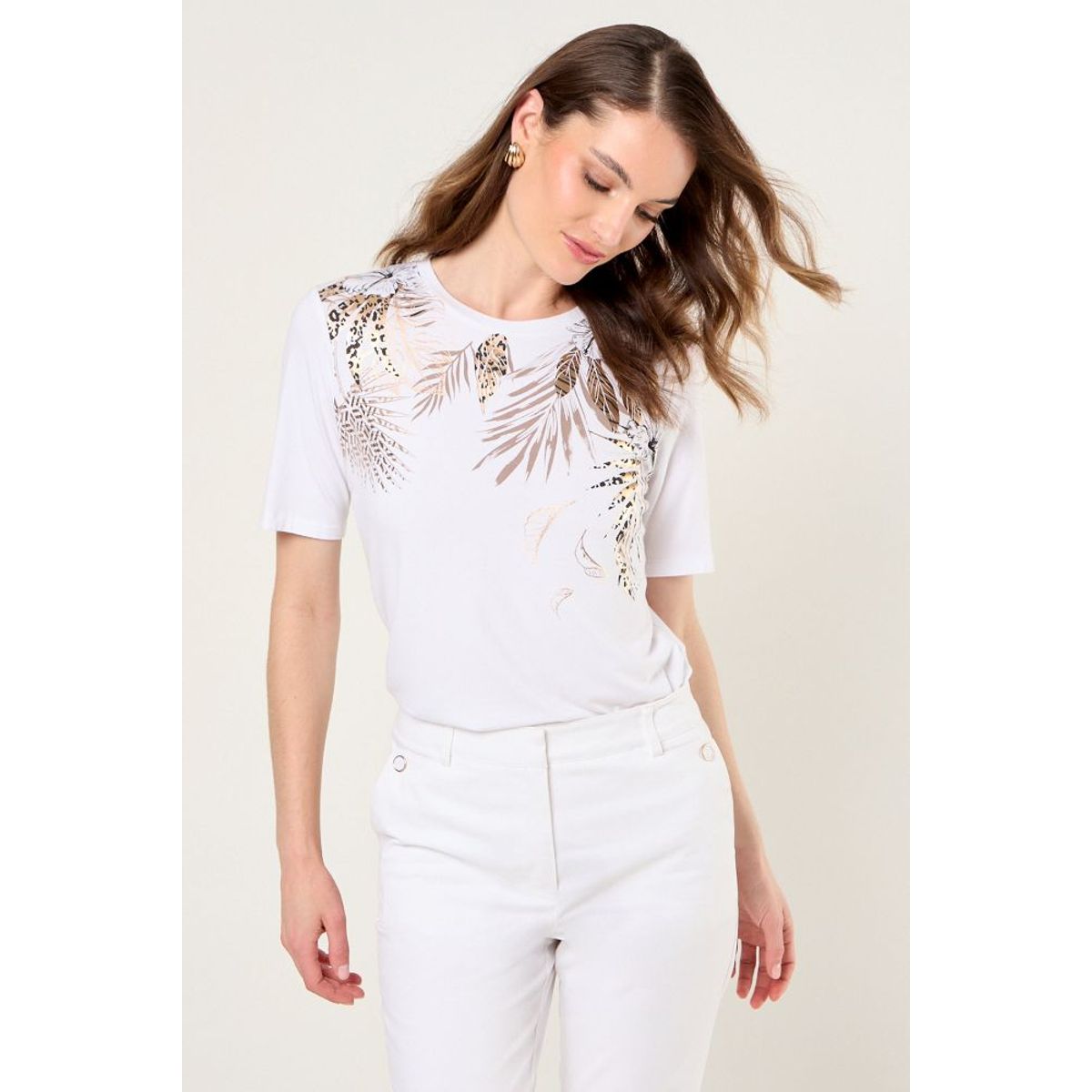 MA GRIFFE - Polera Estampado Focalizado Mujer Blanco Magriffe