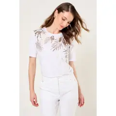 MA GRIFFE - Polera Estampado Focalizado Mujer Blanco Magriffe