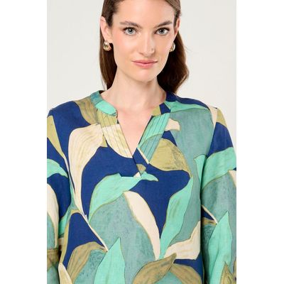 Imagen 2 del producto Blusa Lino Estampado Mujer Azul Marino Magriffe