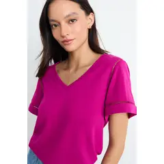 IO - Polera Lisa Mujer Fucsia