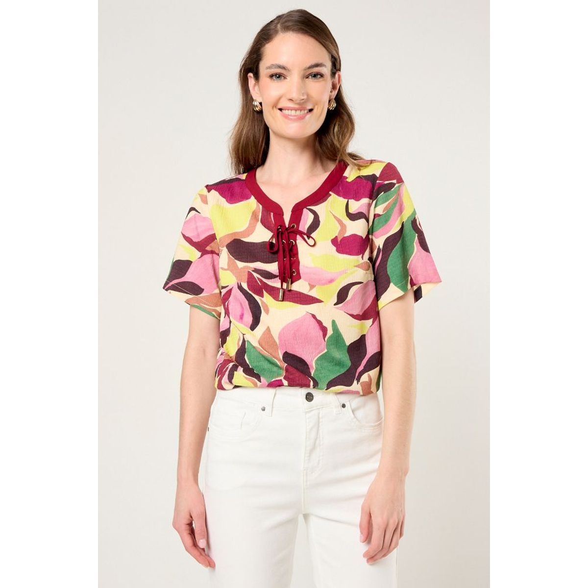 MA GRIFFE - Blusa Estampada Mujer Amarillo Magriffe