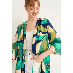 MA GRIFFE - Kimono Estampado Mujer Azul Marino Magriffe