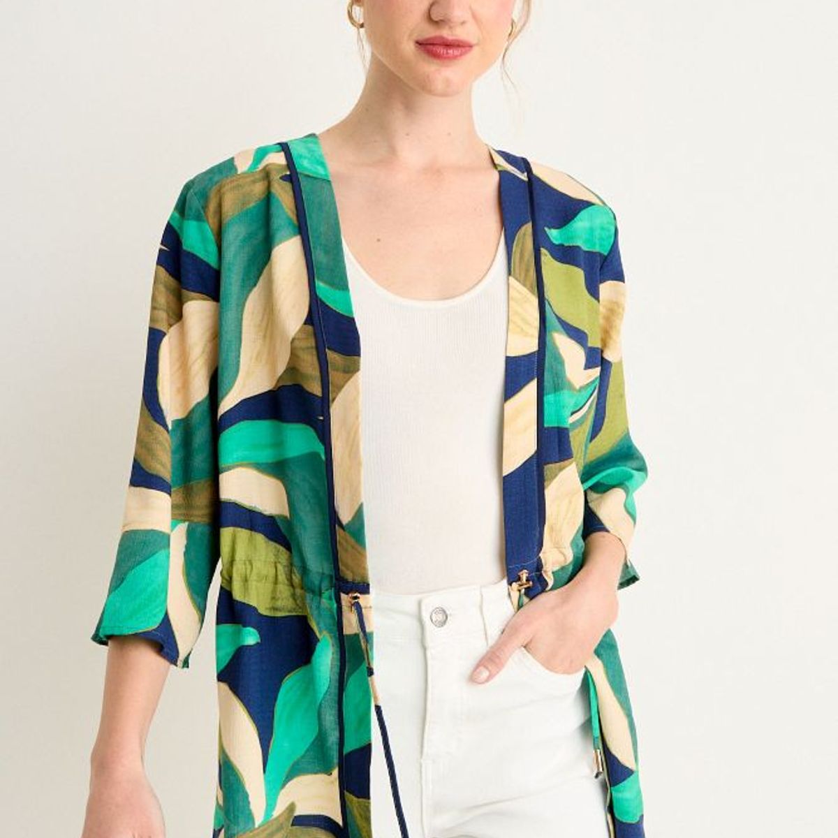 MA GRIFFE - Kimono Estampado Mujer Azul Marino Magriffe