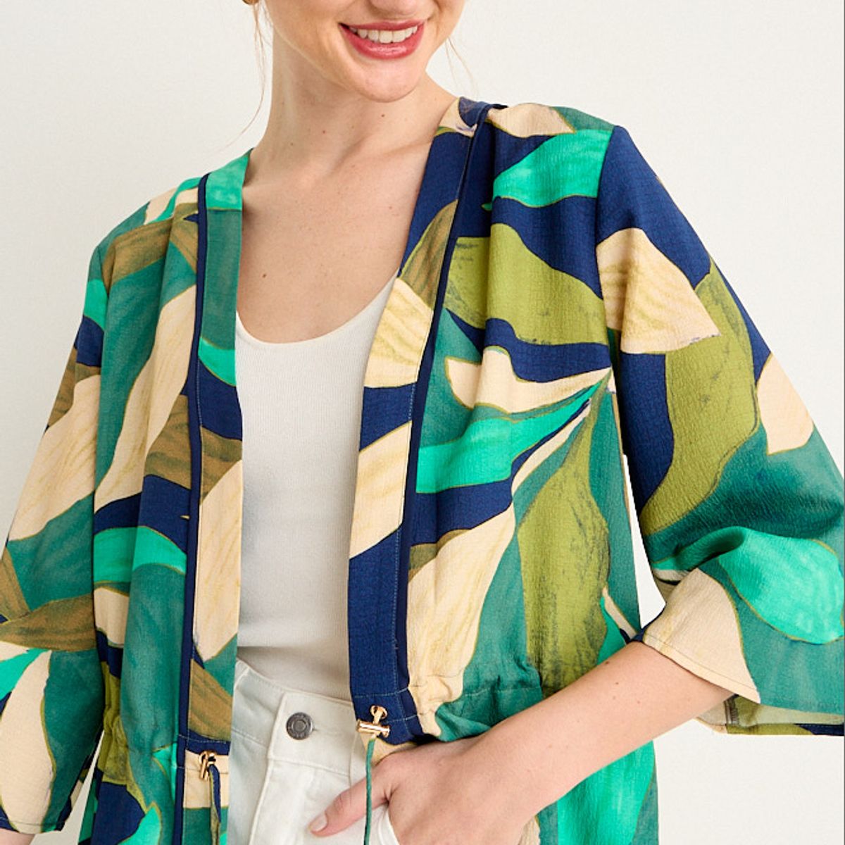 MA GRIFFE - Kimono Estampado Mujer Azul Marino Magriffe