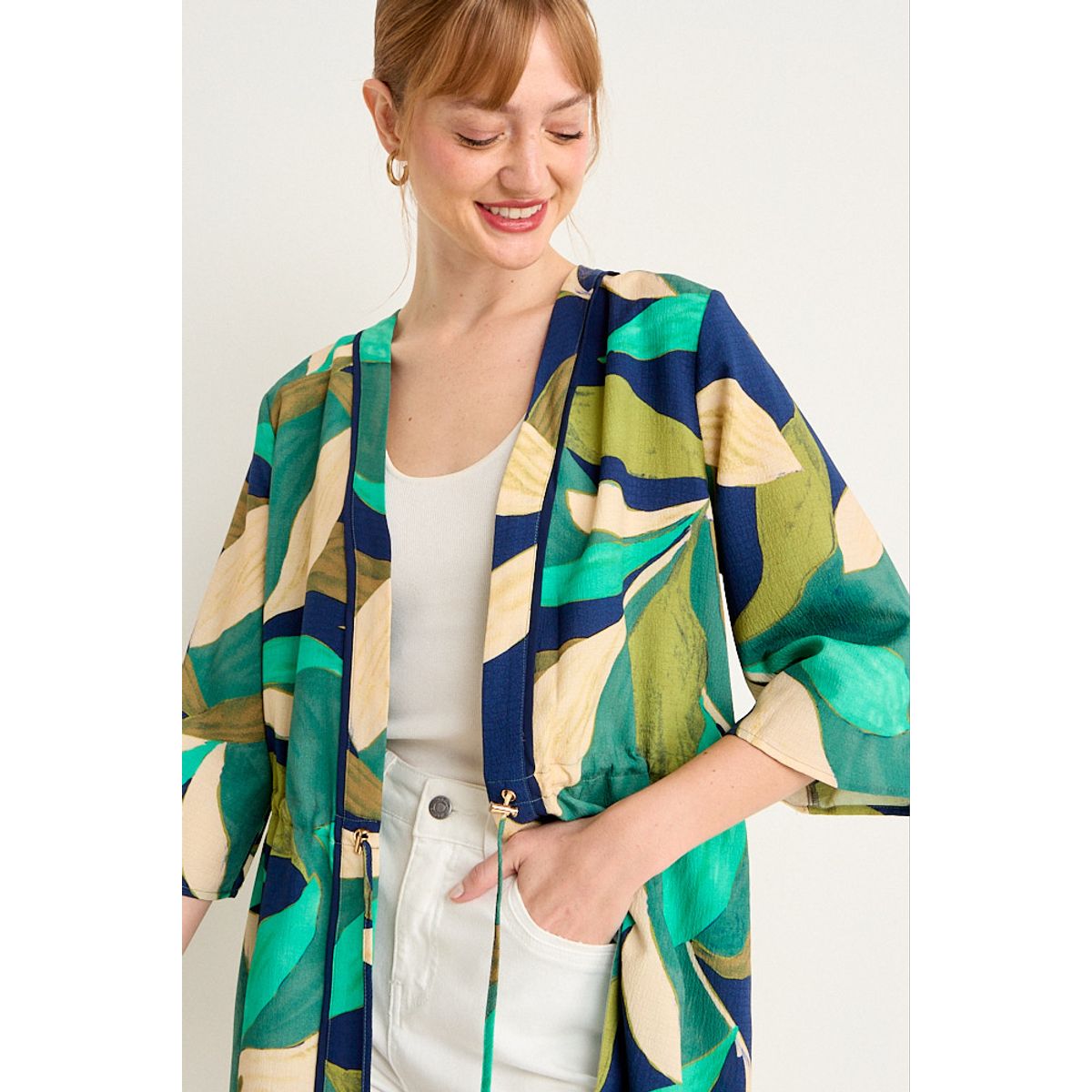 MA GRIFFE - Kimono Estampado Mujer Azul Marino Magriffe